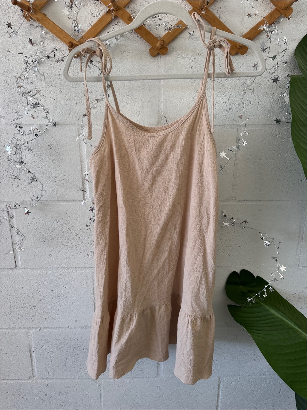 Tan Tie-Shoulder Sundress